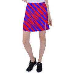 Geometric Blocks, Blue And Red Triangles, Abstract Pattern Tennis Skirt by Casemiro