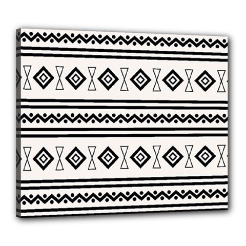Black And White Aztec Canvas 24  X 20  (stretched)