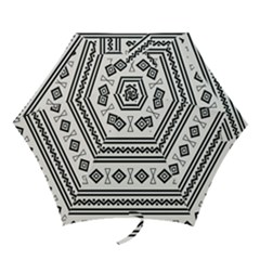 Black And White Aztec Mini Folding Umbrellas by tmsartbazaar