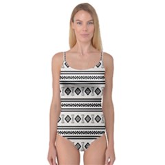 Black And White Aztec Camisole Leotard  by tmsartbazaar