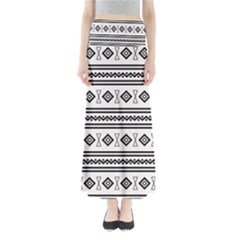 Black And White Aztec Full Length Maxi Skirt by tmsartbazaar