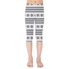 Black And White Aztec Kids  Capri Leggings  by tmsartbazaar