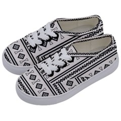 Black And White Aztec Kids  Classic Low Top Sneakers by tmsartbazaar