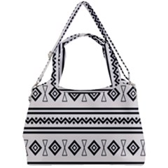 Black And White Aztec Double Compartment Shoulder Bag by tmsartbazaar
