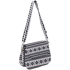 Black And White Aztec Saddle Handbag by tmsartbazaar