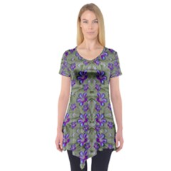 Flowers Everywhere And Anywhere In A Collage Short Sleeve Tunic  by pepitasart