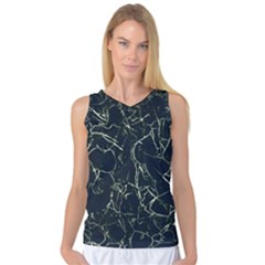 Neon Silhouette Leaves Print Pattern Women s Basketball Tank Top by dflcprintsclothing