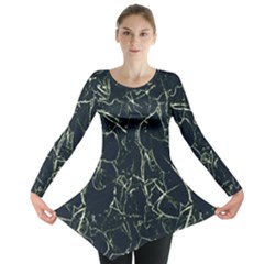 Neon Silhouette Leaves Print Pattern Long Sleeve Tunic  by dflcprintsclothing