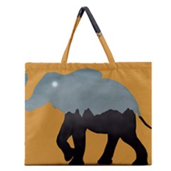 Illustrations Sketch Elephant Wallpaper Zipper Large Tote Bag by HermanTelo