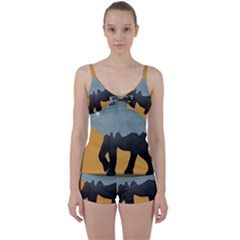 Illustrations Sketch Elephant Wallpaper Tie Front Two Piece Tankini