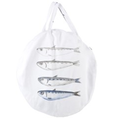 Pencil Fish Sardine Drawing Giant Round Zipper Tote