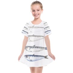 Pencil Fish Sardine Drawing Kids  Smock Dress by HermanTelo