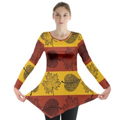 Autumn Leaves Colorful Nature Long Sleeve Tunic  by Mariart