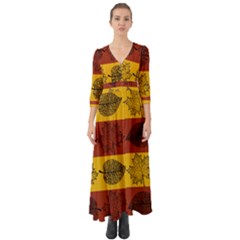 Autumn Leaves Colorful Nature Button Up Boho Maxi Dress by Mariart