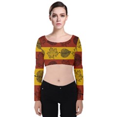 Autumn Leaves Colorful Nature Velvet Long Sleeve Crop Top