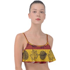 Autumn Leaves Colorful Nature Frill Bikini Top by Mariart