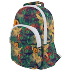 Illustrations Color Cat Flower Abstract Textures Orange Rounded Multi Pocket Backpack by Alisyart