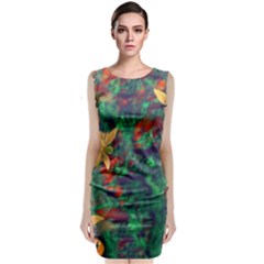 Illustrations Color Cat Flower Abstract Textures Orange Classic Sleeveless Midi Dress by Alisyart