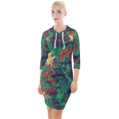 Illustrations Color Cat Flower Abstract Textures Orange Quarter Sleeve Hood Bodycon Dress by Alisyart