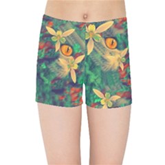 Illustrations Color Cat Flower Abstract Textures Orange Kids  Sports Shorts