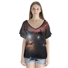 Horsehead Nebula V-neck Flutter Sleeve Top by idjy