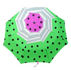 Dots And Lines, Mixed Shapes Pattern, Colorful Abstract Design Folding Umbrellas by Casemiro