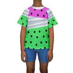 Dots And Lines, Mixed Shapes Pattern, Colorful Abstract Design Kids  Short Sleeve Swimwear by Casemiro