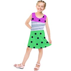 Dots And Lines, Mixed Shapes Pattern, Colorful Abstract Design Kids  Tunic Dress