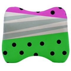 Dots And Lines, Mixed Shapes Pattern, Colorful Abstract Design Velour Head Support Cushion by Casemiro