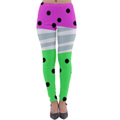 Dots And Lines, Mixed Shapes Pattern, Colorful Abstract Design Lightweight Velour Leggings by Casemiro