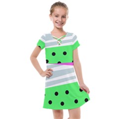 Dots And Lines, Mixed Shapes Pattern, Colorful Abstract Design Kids  Cross Web Dress by Casemiro