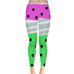 Dots And Lines, Mixed Shapes Pattern, Colorful Abstract Design Inside Out Leggings by Casemiro