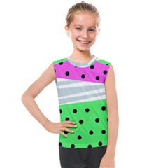 Dots And Lines, Mixed Shapes Pattern, Colorful Abstract Design Kids  Mesh Tank Top