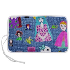 Blue Denim And Drawings Pen Storage Case (m) by snowwhitegirl