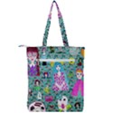 Blue Denim And Drawings Daisies Aqua Double Zip Up Tote Bag View2