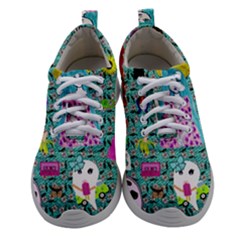 Blue Denim And Drawings Daisies Aqua Athletic Shoes by snowwhitegirl