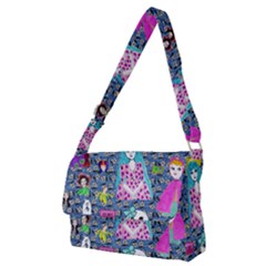 Blue Denim And Drawings Daisies Full Print Messenger Bag (m) by snowwhitegirl