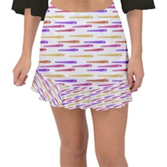 Cartoon Style Snake Drawing Motif Pattern Print Fishtail Mini Chiffon Skirt by dflcprintsclothing