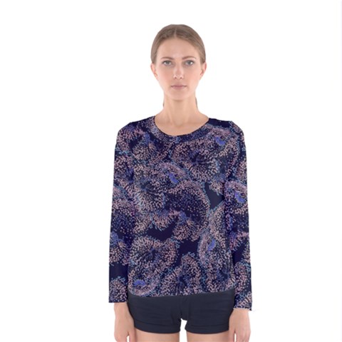 Glowing Coral Pattern Women s Long Sleeve Tee by LoolyElzayat