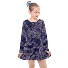 Glowing Coral Pattern Kids  Long Sleeve Dress by LoolyElzayat