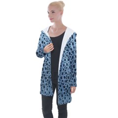 Blue Spotty Pattern Longline Hooded Cardigan by LoolyElzayat