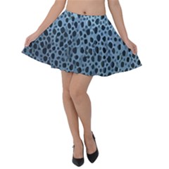 Blue Spotty Pattern Velvet Skater Skirt by LoolyElzayat