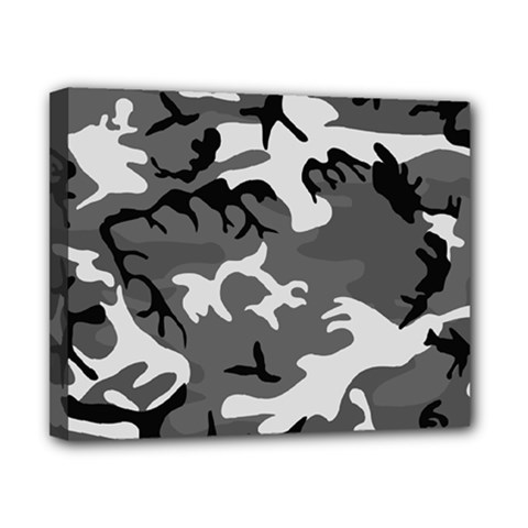 Army Winter Camo, Camouflage Pattern, Grey, Black Canvas 10  X 8  (stretched) by Casemiro