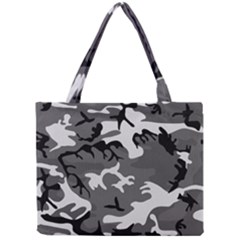 Army Winter Camo, Camouflage Pattern, Grey, Black Mini Tote Bag by Casemiro