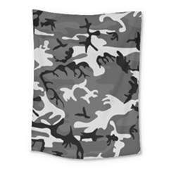 Army Winter Camo, Camouflage Pattern, Grey, Black Medium Tapestry by Casemiro