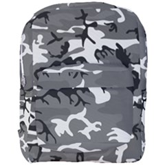 Army Winter Camo, Camouflage Pattern, Grey, Black Full Print Backpack by Casemiro