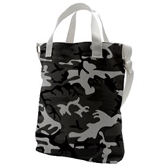 Army Winter Camo, Camouflage Pattern, Grey, Black Canvas Messenger Bag by Casemiro