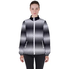 Geometrical blocks, rhombus black and white pattern Women s High Neck Windbreaker