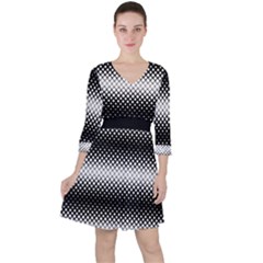 Geometrical blocks, rhombus black and white pattern Ruffle Dress