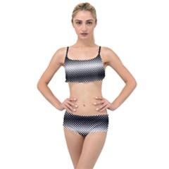 Geometrical blocks, rhombus black and white pattern Layered Top Bikini Set